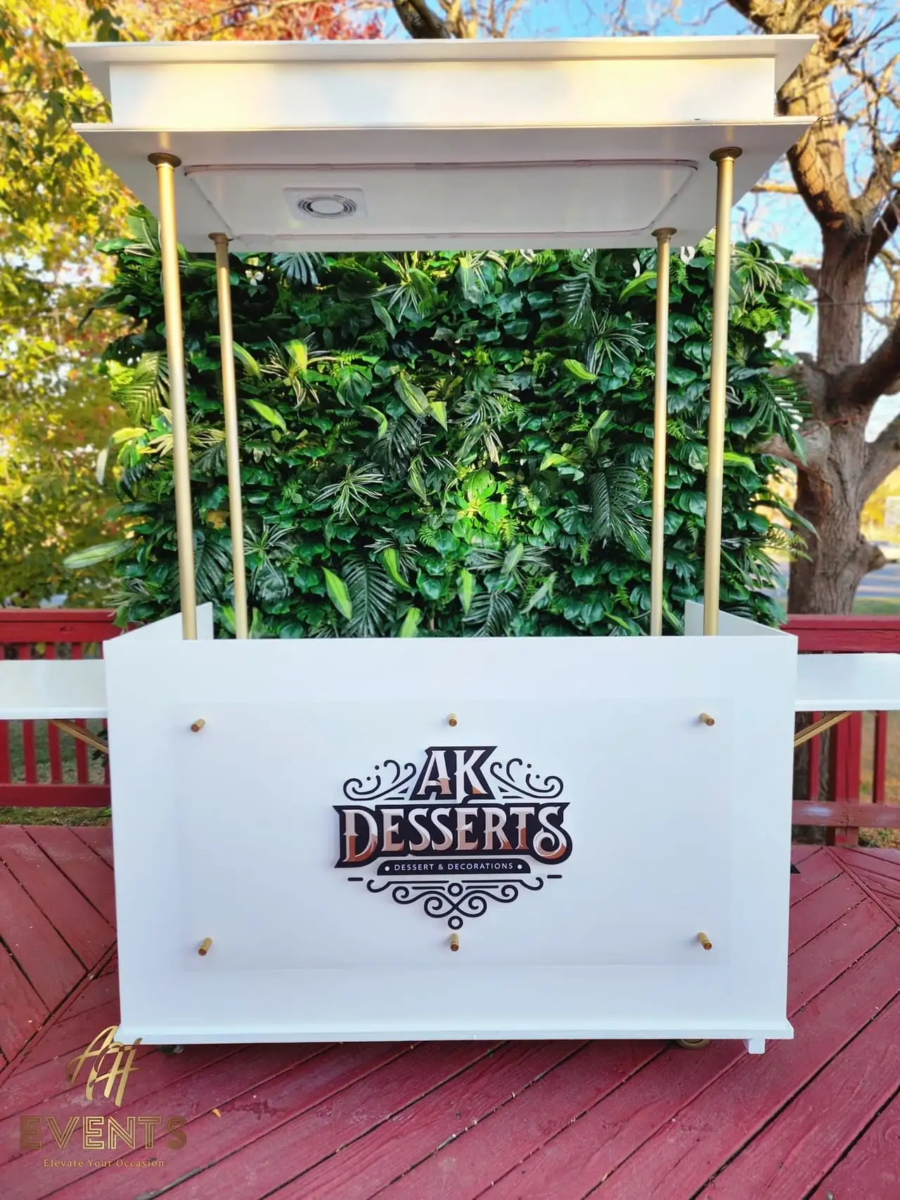 AK Desserts Cart — a custom branded cart built by AH Crafted.