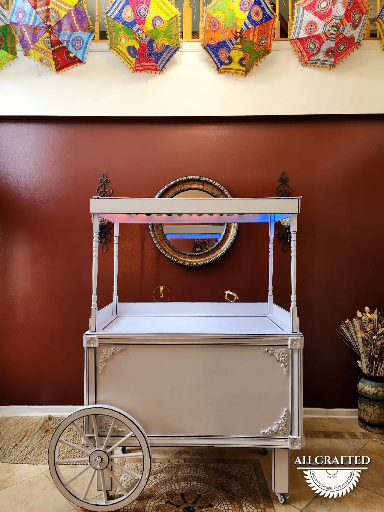 Favor Cart — a custom mobile cart built by AH Crafted.