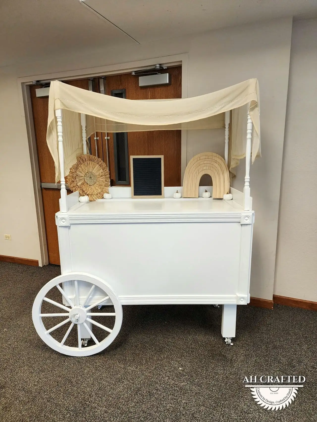 Favor Cart — a custom mobile cart built by AH Crafted.