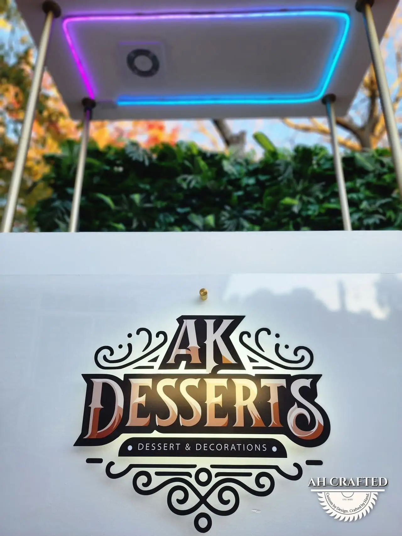 AK Desserts Cart — a custom branded cart built by AH Crafted.