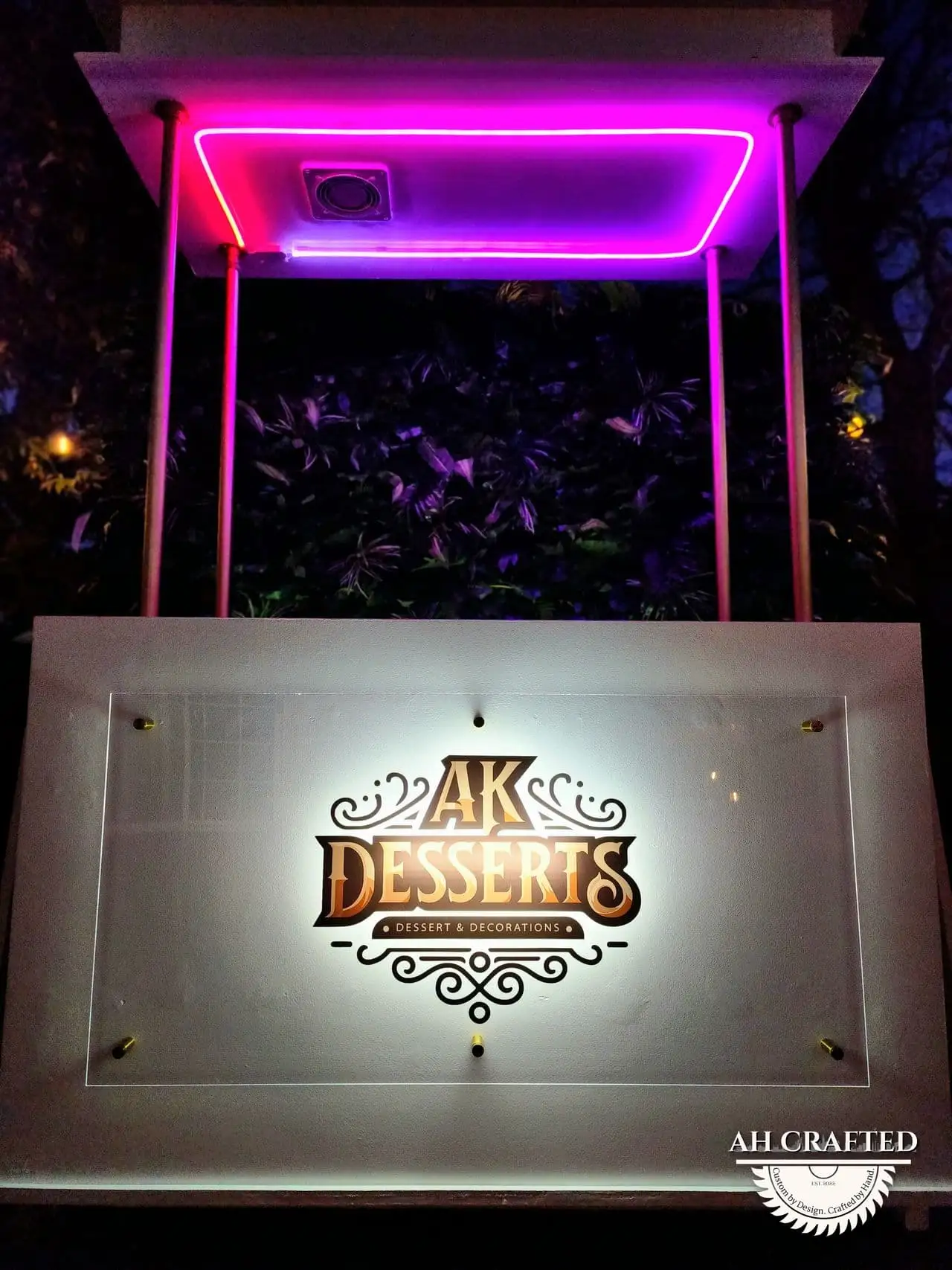 AK Desserts Cart — a custom branded cart built by AH Crafted.