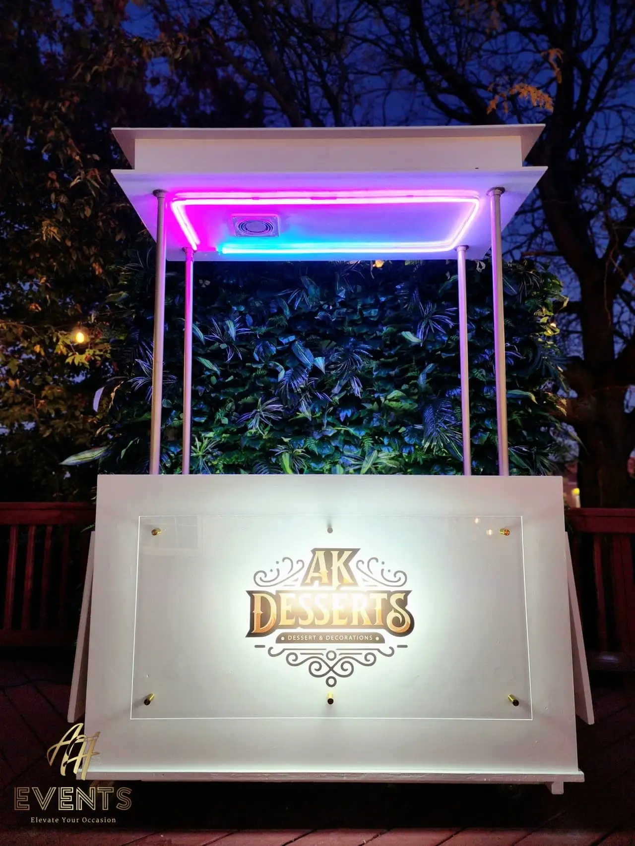AK Desserts Cart — a custom branded cart built by AH Crafted.