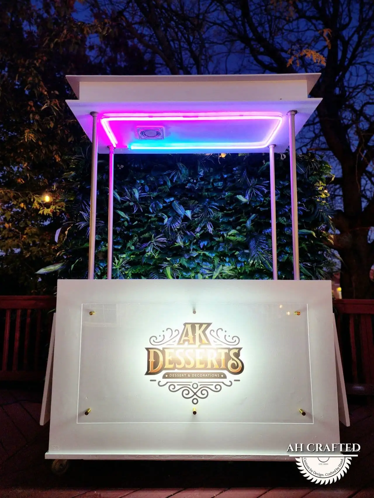 AK Desserts Cart — a custom branded cart built by AH Crafted.