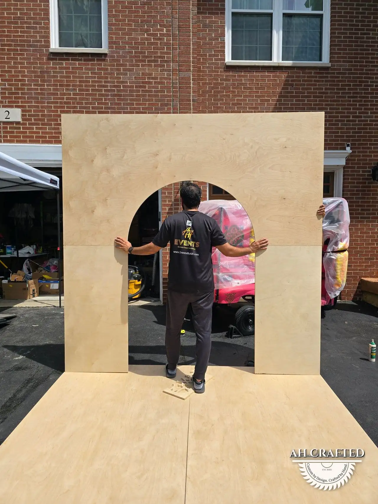 Arch Backdrops — a custom event arch built by AH Crafted.